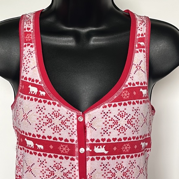 VICTORIA’S SECRET Pajama Tank Top, XS, Red Polar Bear Fair Isle Print - Picture 4 of 12